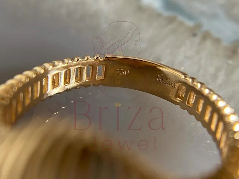Elegant Engagement Ring - Baguette Moissanite Halo | Briza Jewel