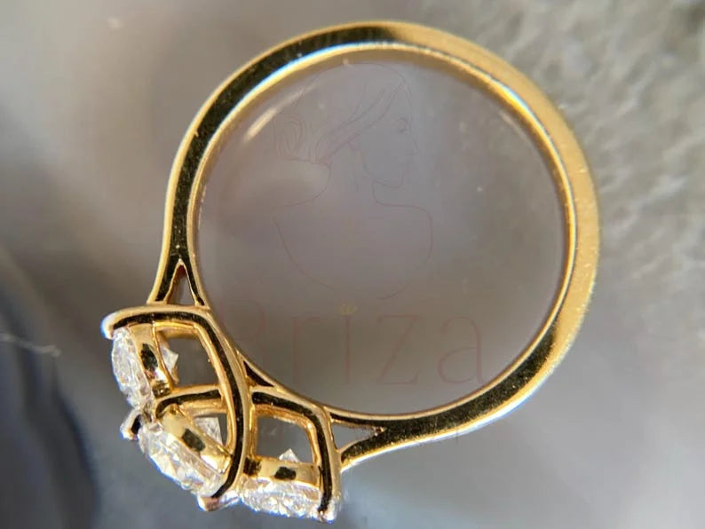 Three Stone Oval Engagement Ring - Gold | Briza Jewel