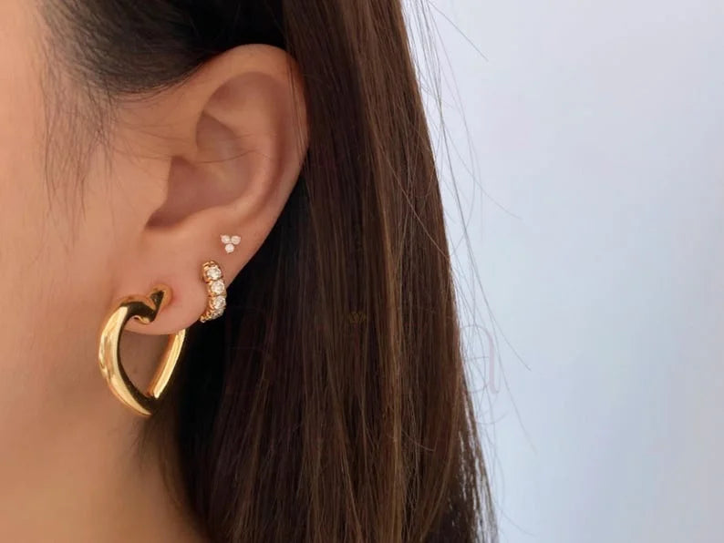 Gold Heart Hoop Earrings - Minimalist | Briza Jewel