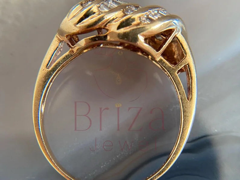 Gold Cocktail Ring - Lab Grown 18K Gold Baguette Diamond | Briza Jewel