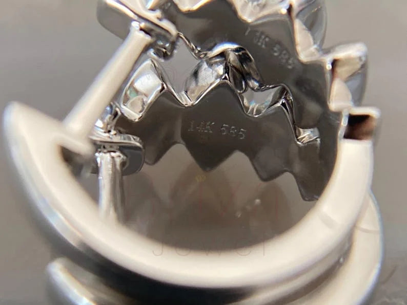 White Gold Diamond Stud Earrings – Modern Leaf Cluster Design | Briza Jewel