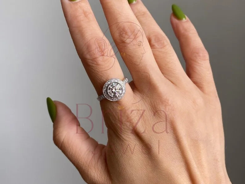 Halo Diamond Engagement Ring - Lab Grown Round Vintage | Briza Jewel
