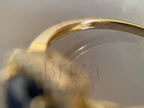 Blue Sapphire Wedding Band - Lab Grown Gold Diamond Halo Ring | Briza Jewel