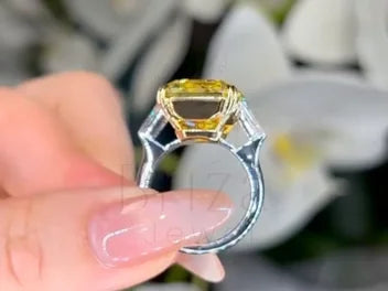 Cushion Cut Yellow Diamond Ring - Lab Grown | Briza Jewel