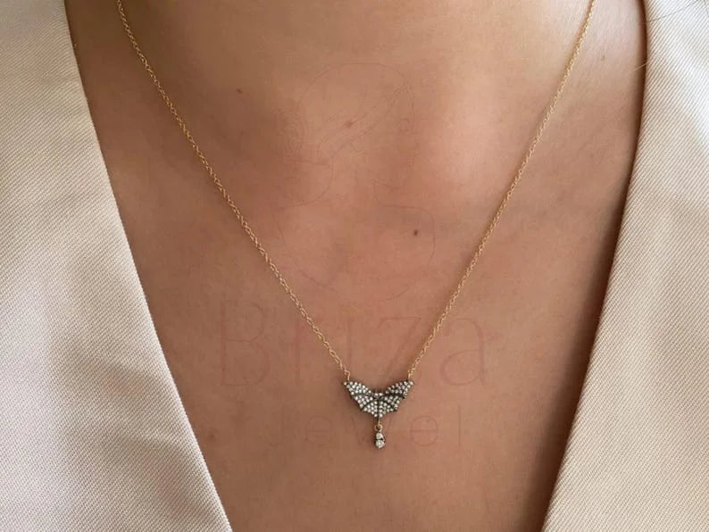 Diamond Bat Pendant - Necklace | Briza Jewel