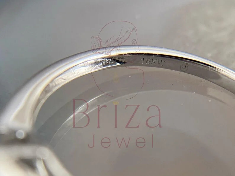 Baguette Ring Band - Lab Grown 14K White Gold Marquise Diamond Cluster | Briza Jewel