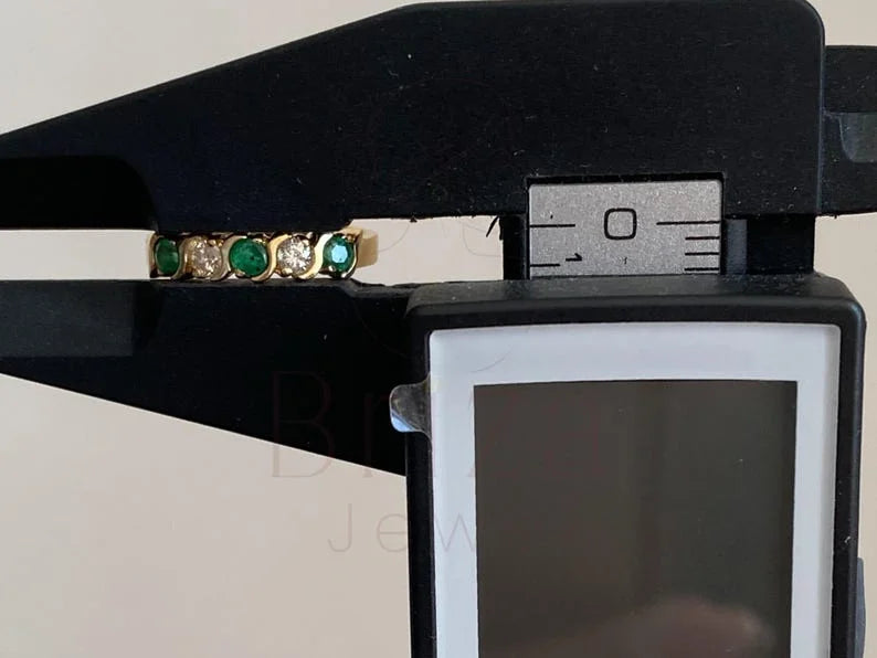 Emerald and Diamond Gold Band - Vintage Ring | Briza Jewel