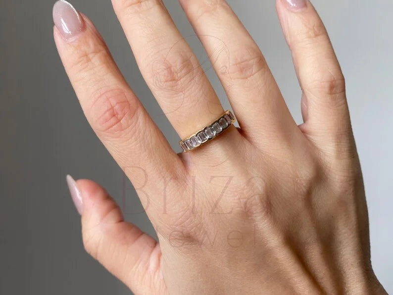 Emerald and Diamond Ring - Gold Eternity | Briza Jewel