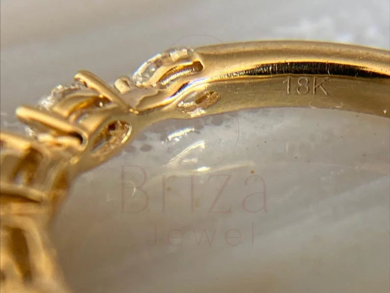 18K Gold Wedding Band - 14K Yellow Gold Diamond Ring | Briza Jewel