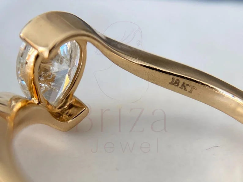 Pear Cut Diamond Ring – Modern Gold Engagement Bridal Ring | Briza Jewel