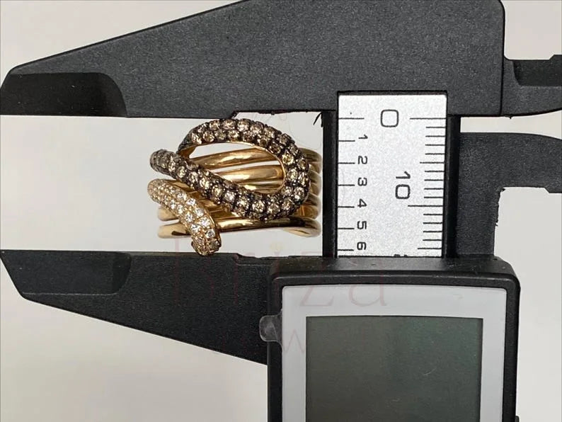 Gold Diamond Crossover Ring | Briza Jewel