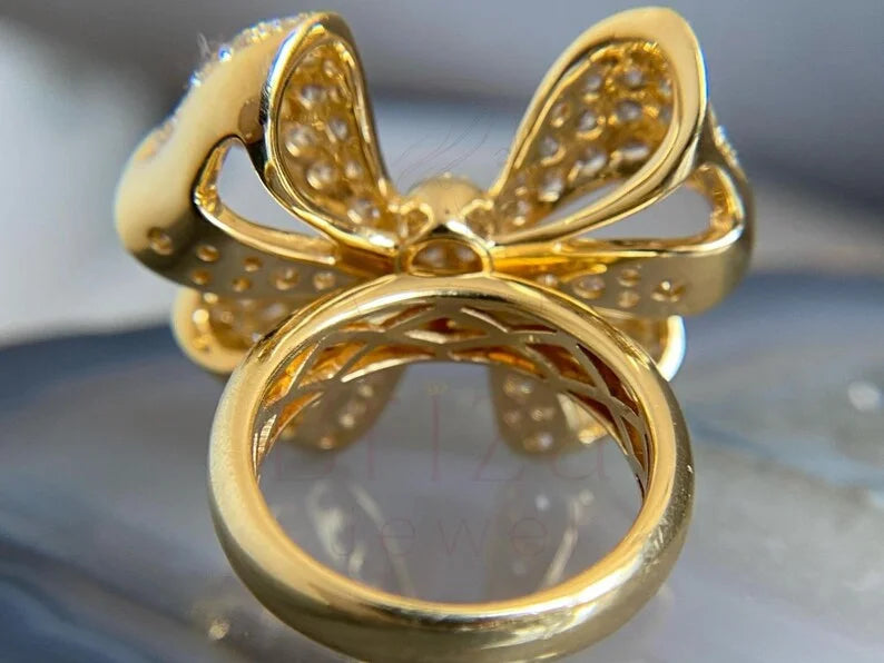 Gold Diamond Bow Ring | Briza Jewel