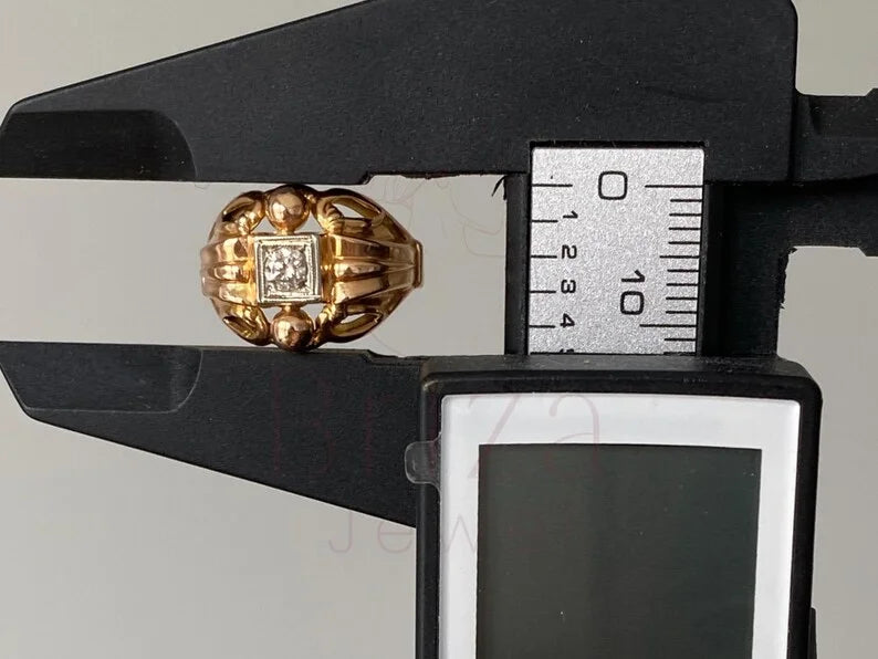 Vintage Round Diamond Ring - Yellow Gold | Briza Jewel