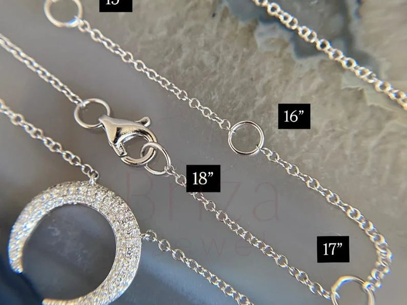 crescent moon pendant in White Gold | Briza Jewel
