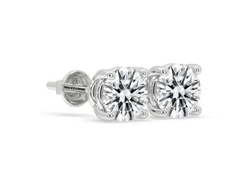 Round Diamond Stud Earrings - Silver Moissanite | Briza Jewel