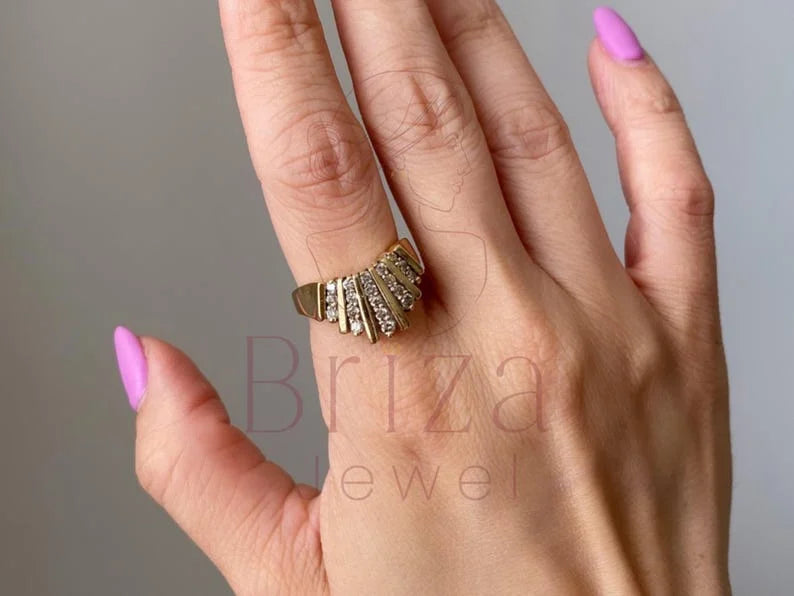 Art Deco Wedding Ring - Diamond Cluster | Briza Jewel