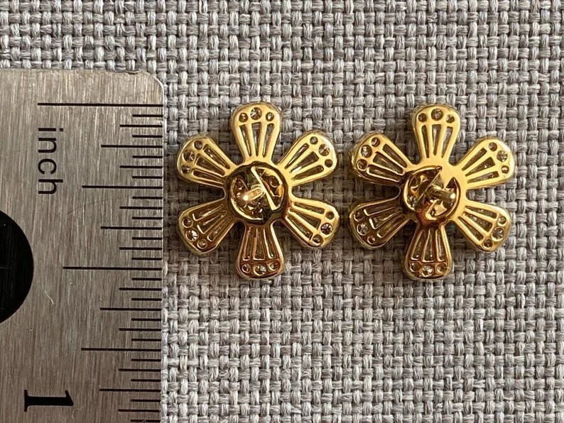 Diamond Flower Earrings - Gold | Briza Jewel