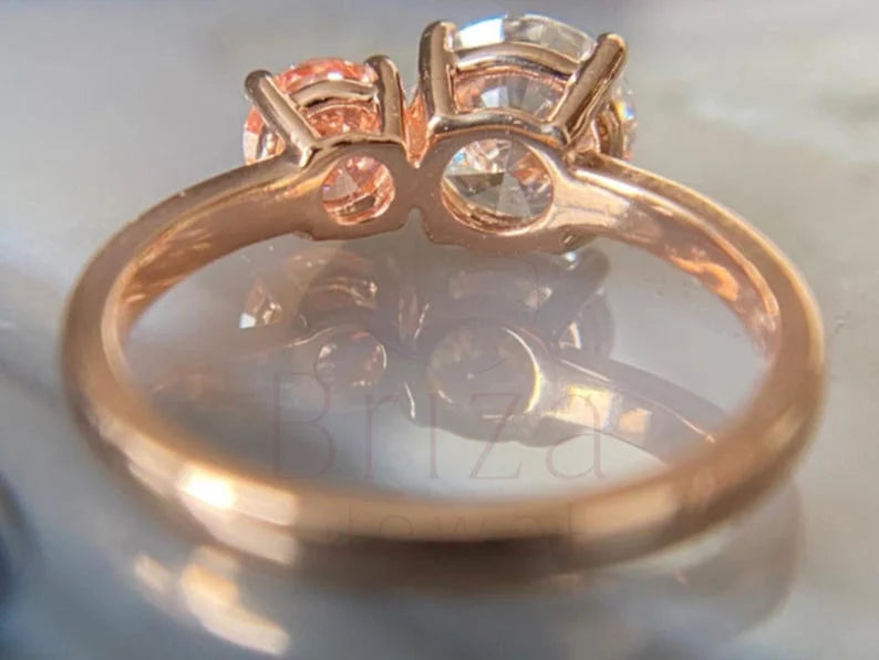 Two Stone Diamond Ring - Yellow Gold Toi et Moi Ring | Briza Jewel