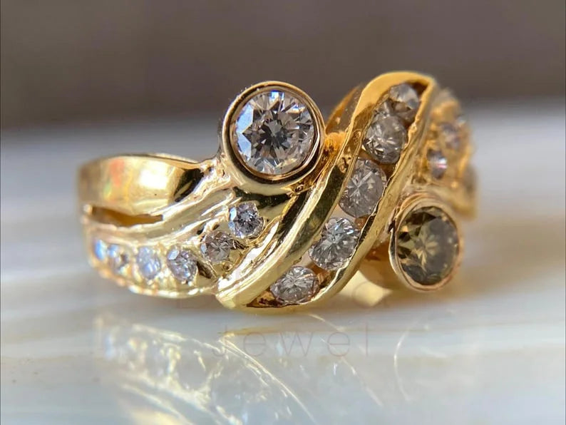 Diamond Swirl Ring - 18K Gold | Briza Jewel