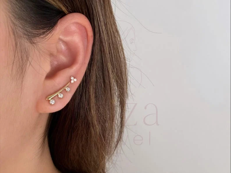 Lab Grown Diamond Earrings - Modern Curved Design | Briza Jewel