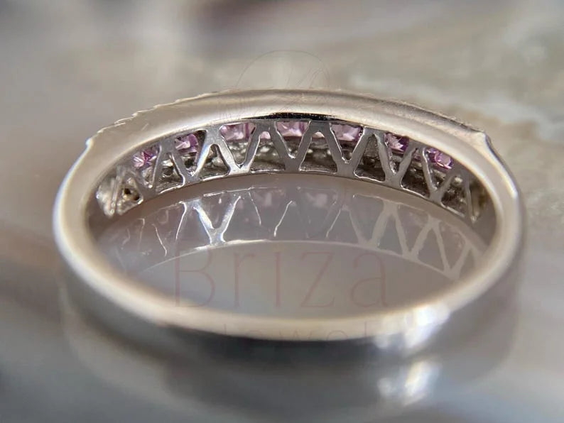 Pink Sapphire Diamond Band | Briza Jewel