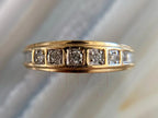Gold Diamond Wedding Ring in 18K yellow gold with vintage channel-set diamonds