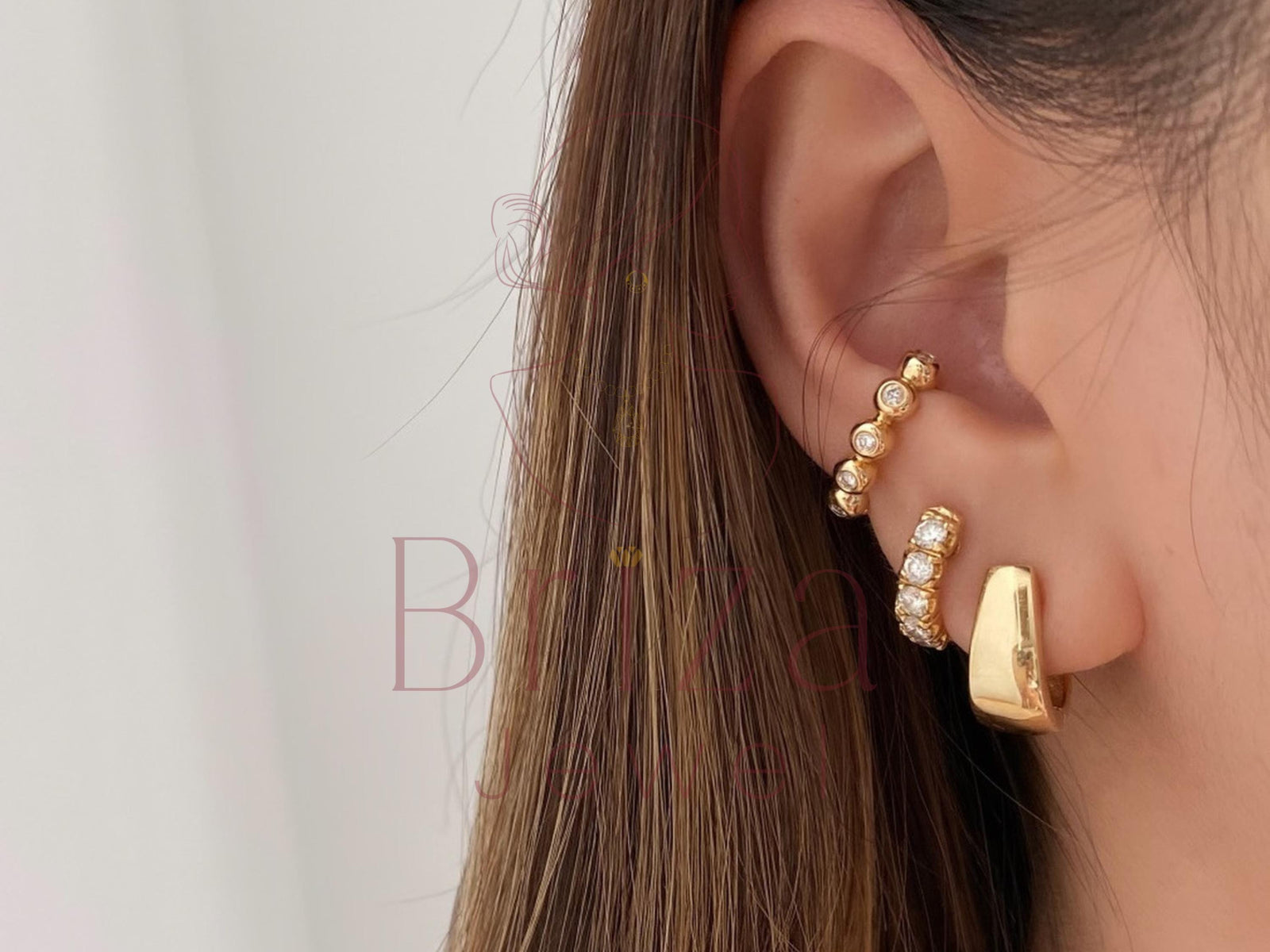 Bezel Set Diamond Earring with Modern Chic Style | Briza Jewel