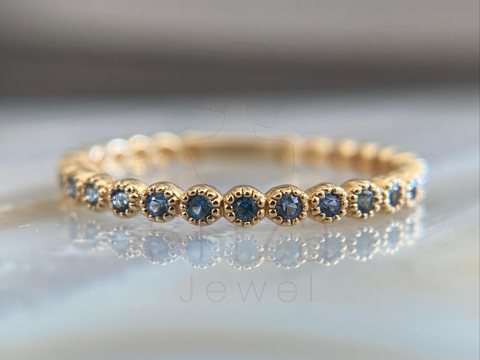 Blue Sapphire Eternity Band with Timeless Minimal Style | Briza Jewel