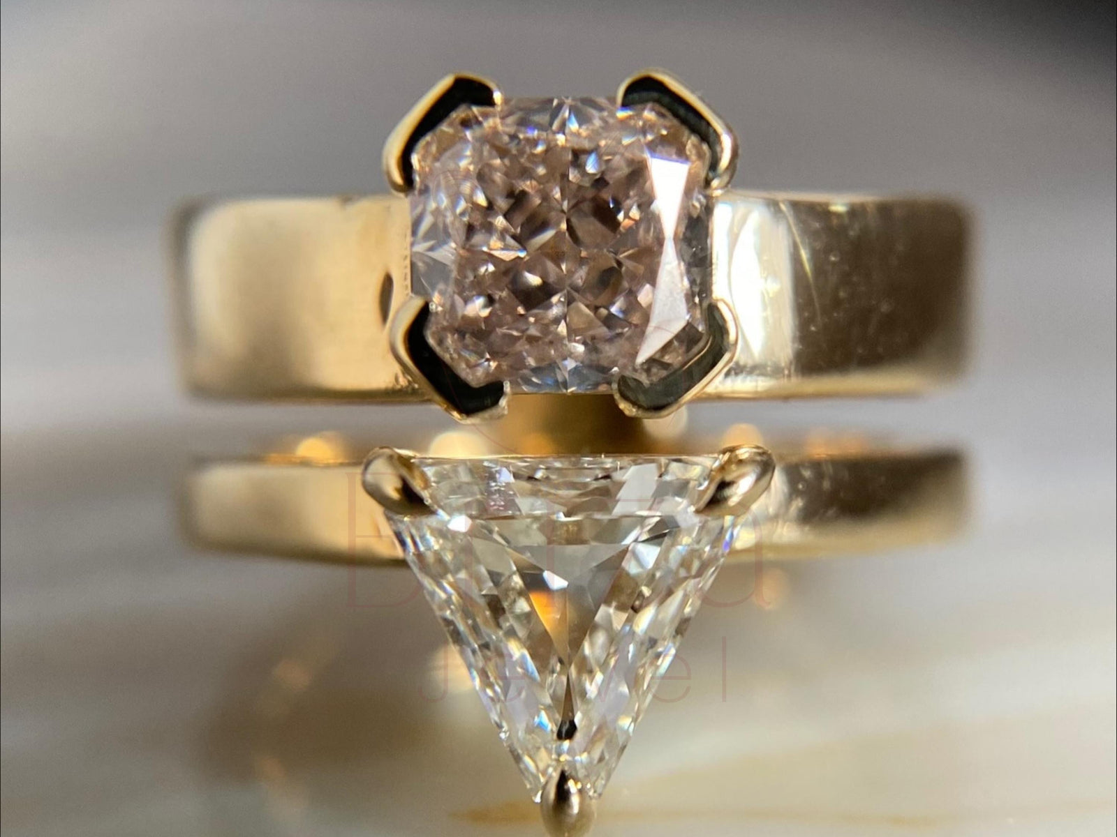 Toi et Moi Diamond Ring, Cushion & Trillion Cut | Briza Jewel