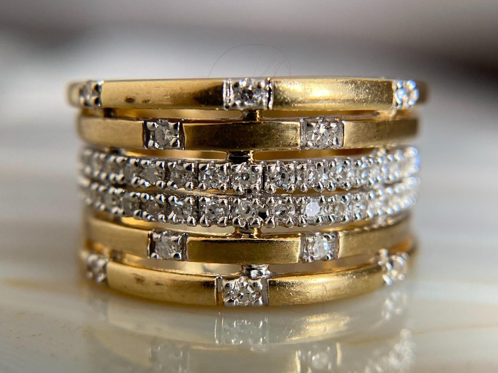 Multi Row Diamond Band in 18K Gold with Modern Style | Briza Jewel