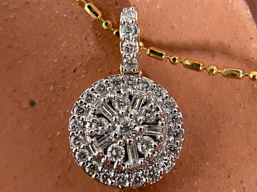 Round Halo Diamond Pendant, Luxury Moissanite Necklace | Briza Jewel
