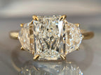 3 stone radiant cut engagement ring - Yellow Gold | Briza Jewel