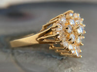 Gold diamond ring with vintage design by Briza Jewel