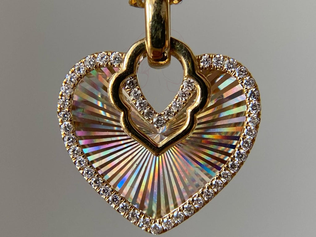 Yellow Gold Diamond Heart Pendant | Lab-Grown Halo Necklace | Briza Jewel