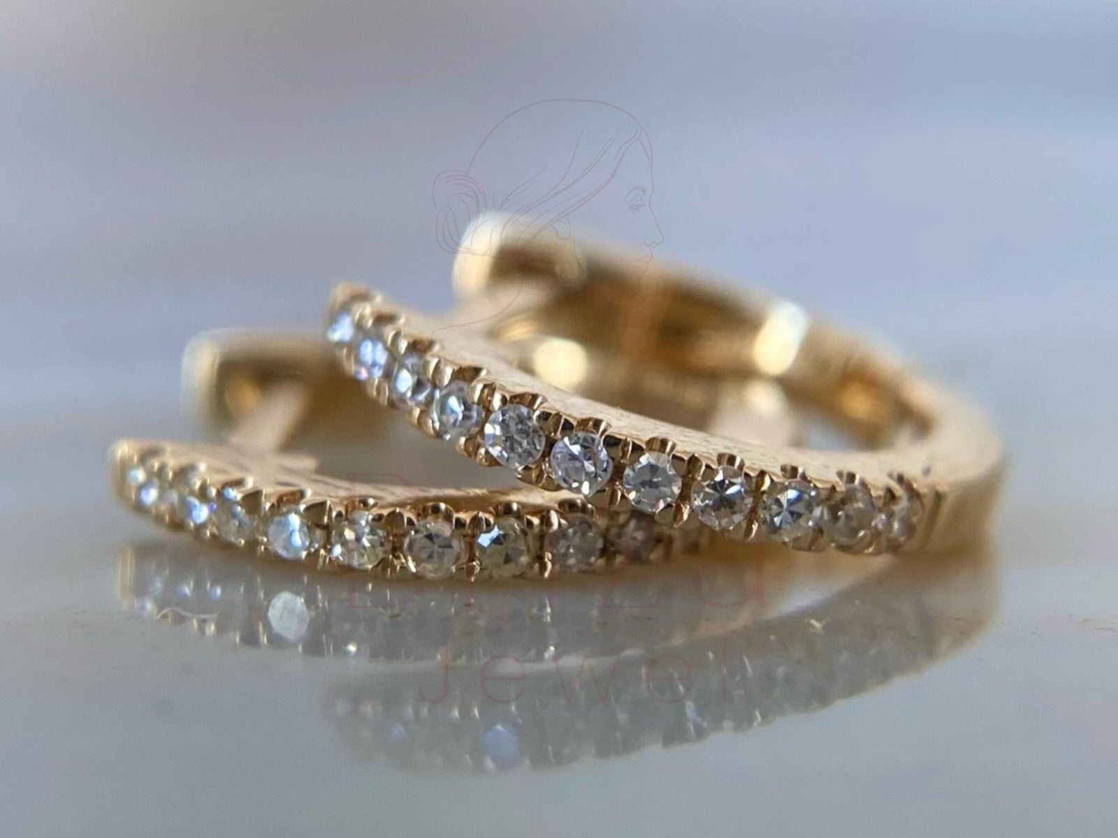Yellow Gold Diamond Huggie Earrings | Pavé Lab-Grown Diamond Hoops | Briza Jewel