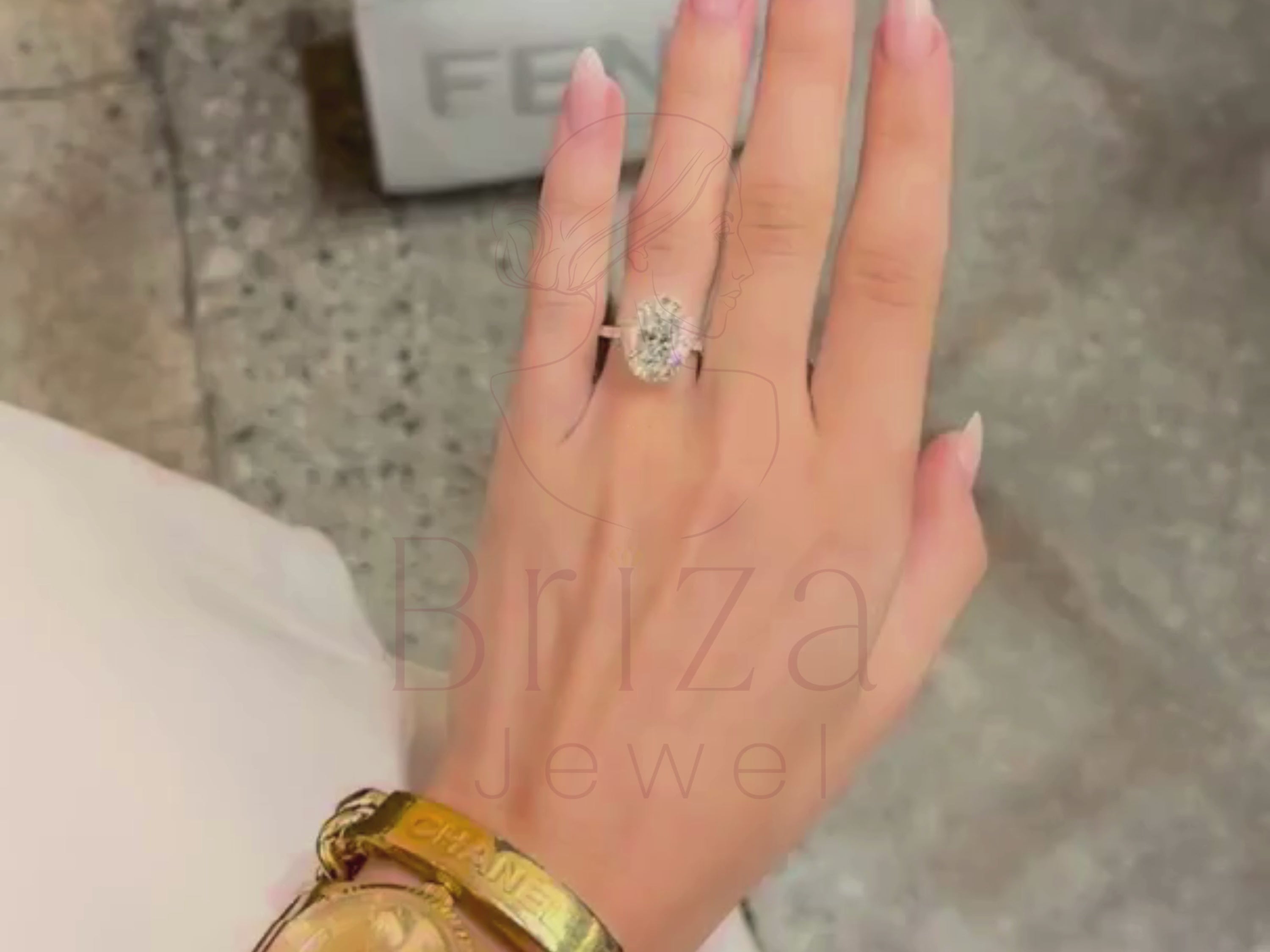 Hidden Halo Oval Engagement Ring | 18K Yellow Gold Bridal Ring