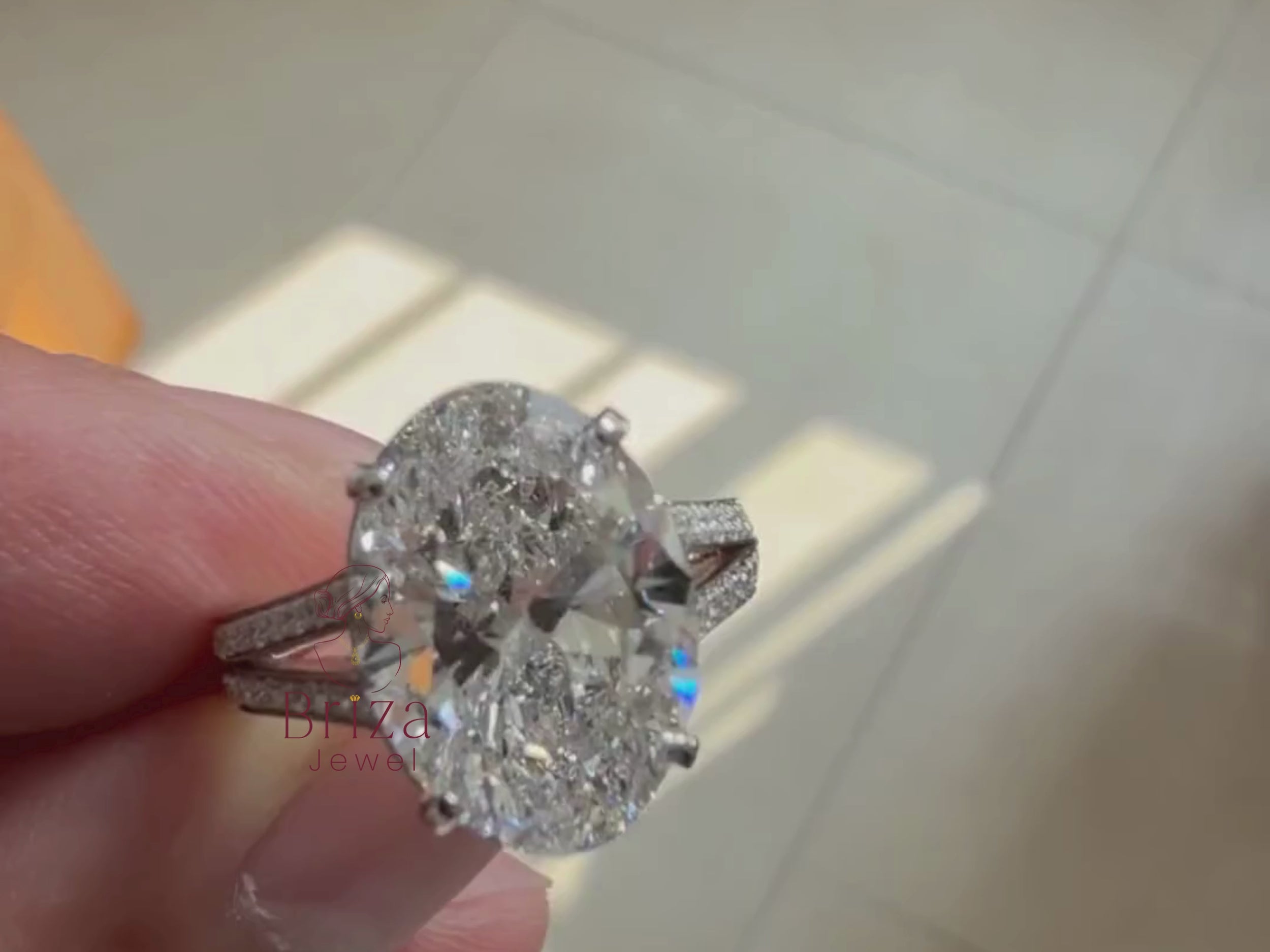 Pave Band Engagement Ring | Oval Moissanite Bridal