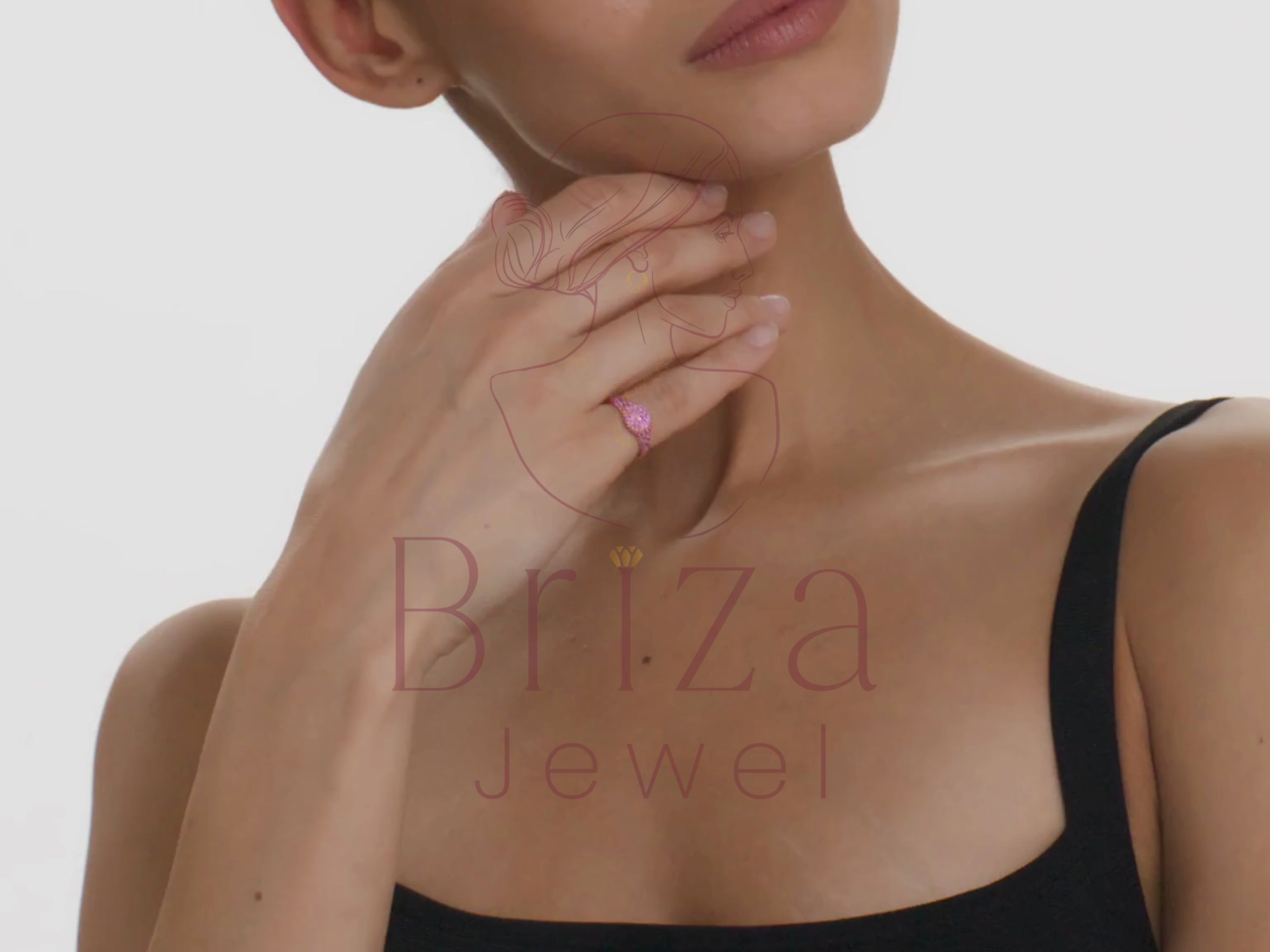 Pink Sapphire Engagement Ring | Rose Gold Pave Cocktail Ring