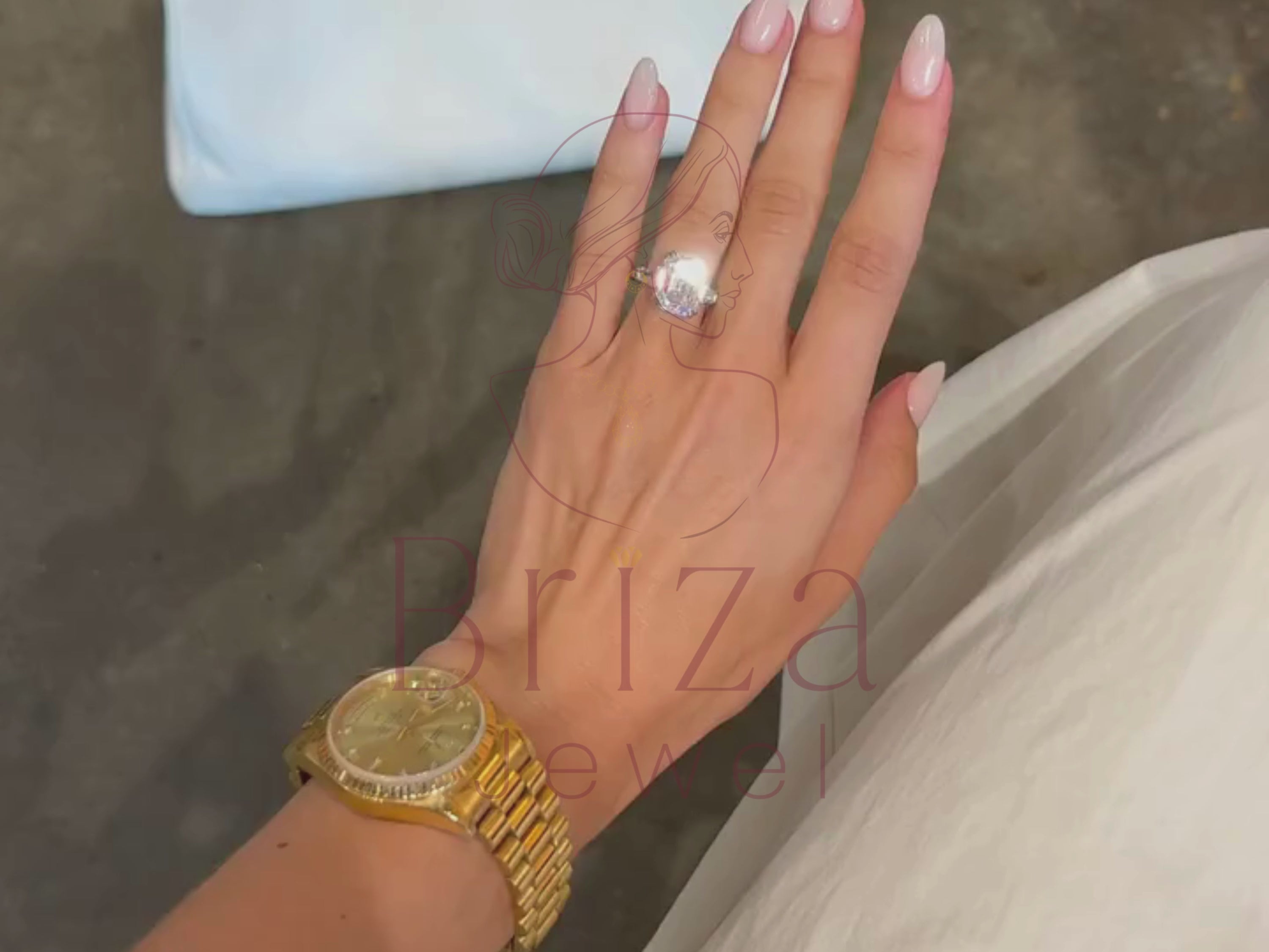 Emerald Cut Diamond Band | Art Deco Three Stone Ring