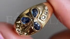 Floral Sapphire Ring - Gold Diamond Vintage | Briza Jewel
