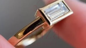 Bezel Set Engagement Ring - Lab Grown Gold Baguette Diamond | Briza Jewel
