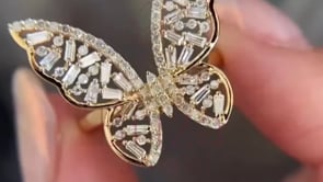 Butterfly Engagement Ring - Gold Baguette Diamond | Briza Jewel