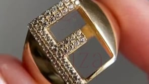 Gold Ring with Initial - Lab Grown Diamond | Briza Jewel