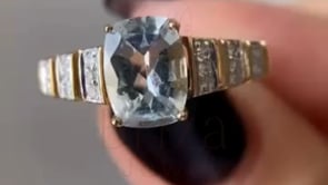 Cushion Engagement Ring - Gold Aquamarine | Briza Jewel