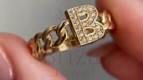 B Initial Ring - Lab Grown Gold Diamond | Briza Jewel
