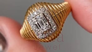 Elegant Engagement Ring - Baguette Moissanite Halo | Briza Jewel