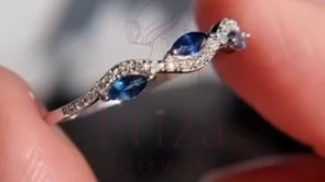 Blue Sapphire Marquise Ring - Lab Grown White Gold Diamond | Briza Jewel