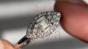 Baguette Ring Band - Lab Grown 14K White Gold Marquise Diamond Cluster | Briza Jewel