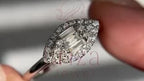 Baguette Ring Band - Lab Grown 14K White Gold Marquise Diamond Cluster | Briza Jewel