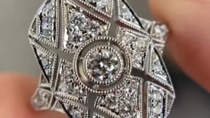 Art Deco Shield Ring - Diamond Vintage | Briza Jewel